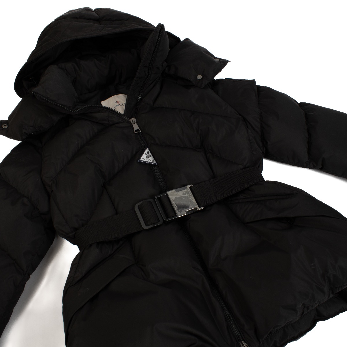 Moncler Black Belted Aloes Puffer Jacket - Size 1 ○ Labellov