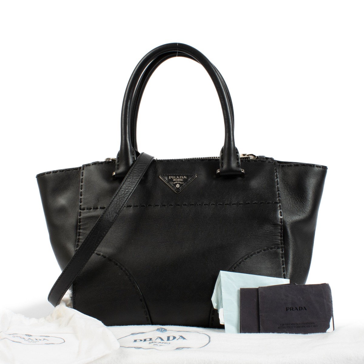 トートバッグ Prada Black Leather Shopping Bag Prada Black Leather Shopping Bag | italist