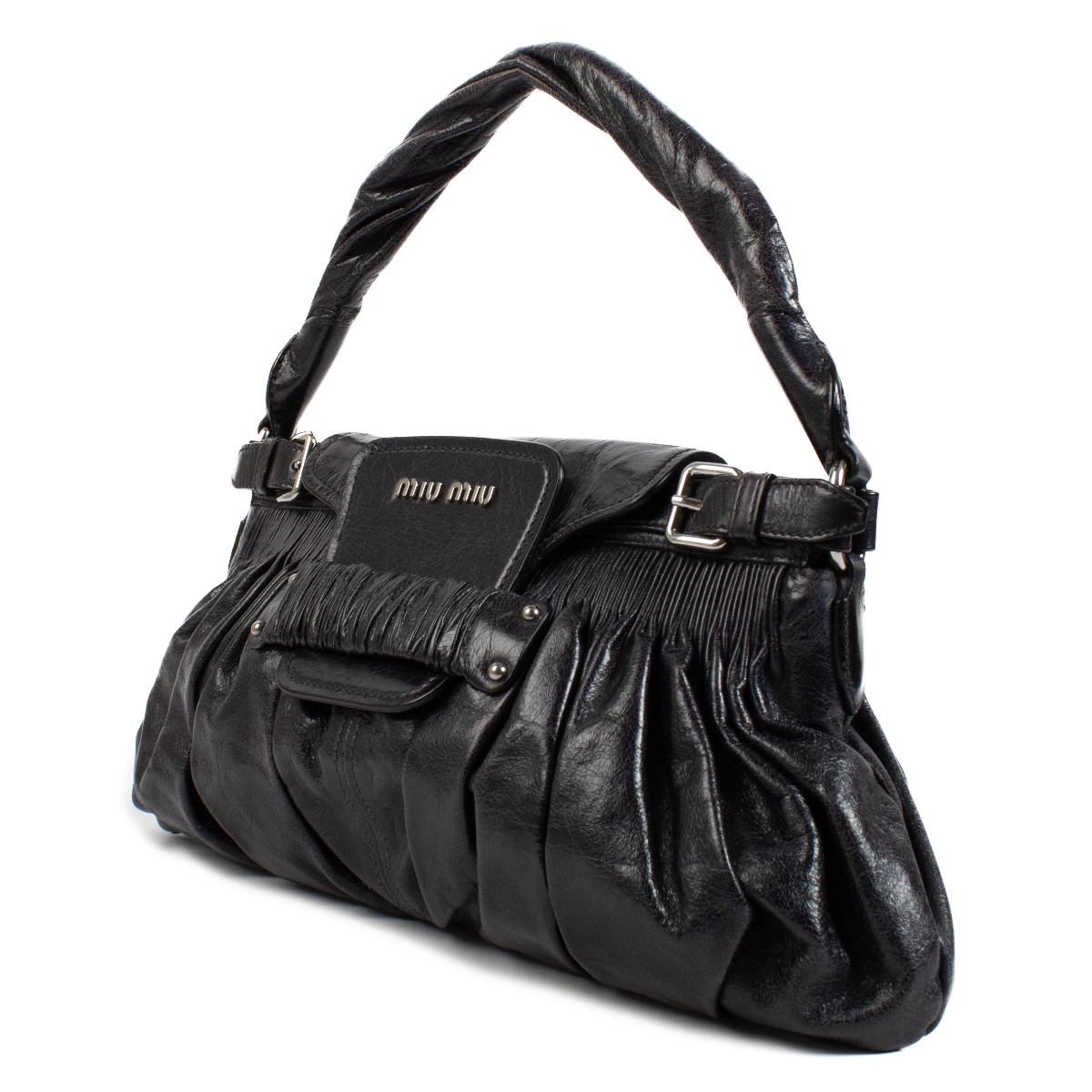 Miu Miu Black Pleated Leather Bag ○ Labellov ○ Buy and