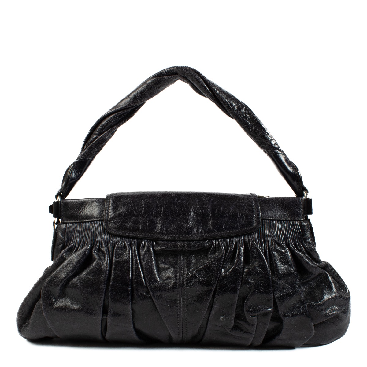 MIU MIU Archive Handbag One Shoulder Bag Leather Black 00s F