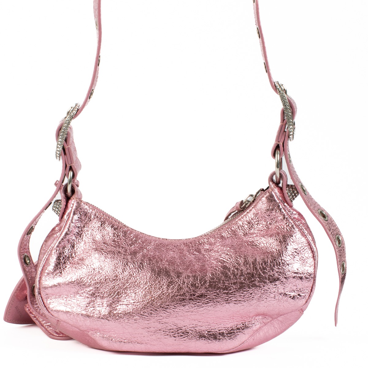 Balenciaga Metallic Pink Rhinestone Le Cagole XS ○ Labellov