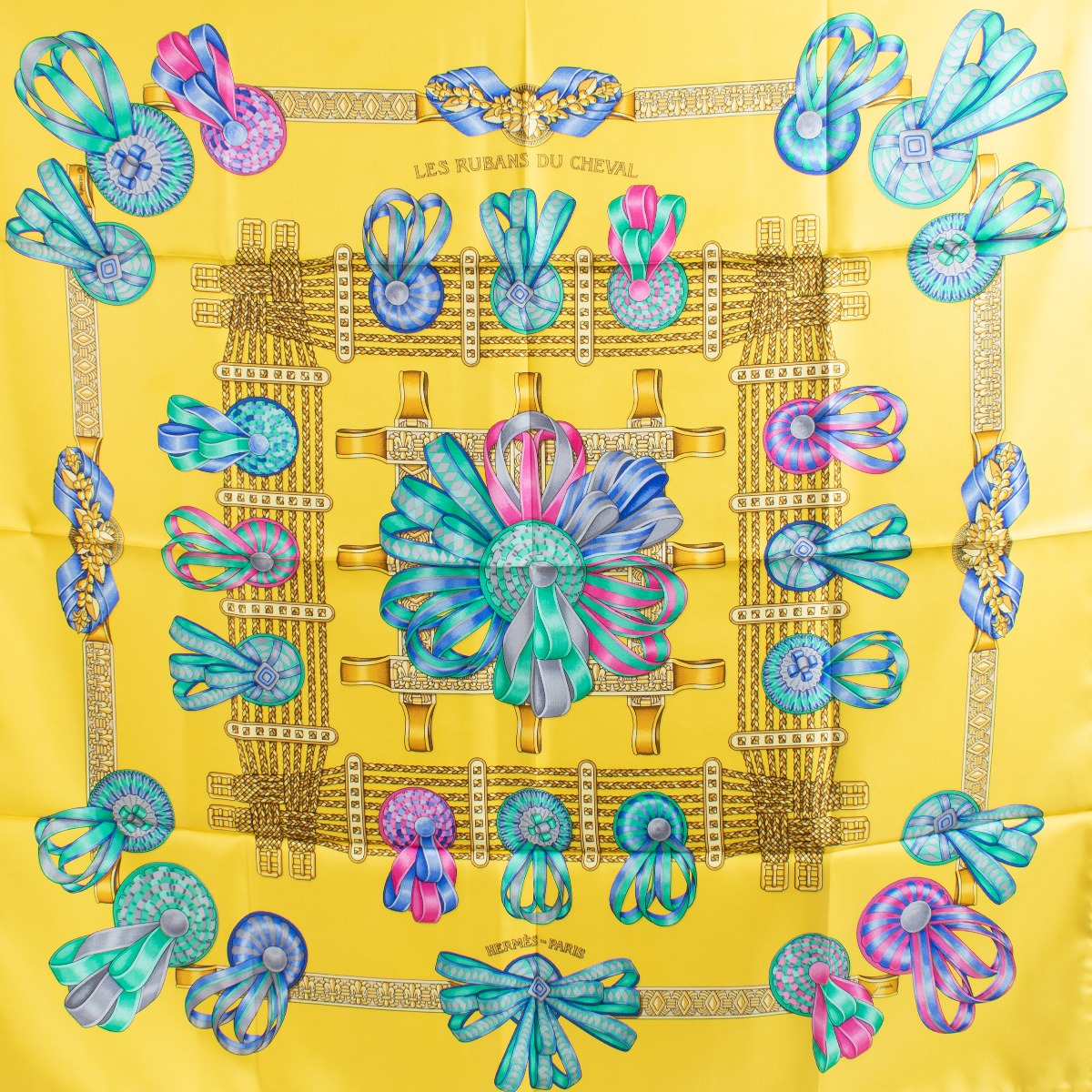 Hermès Yellow Les Rubans Du Cheval Carré ○ Labellov ○ Buy