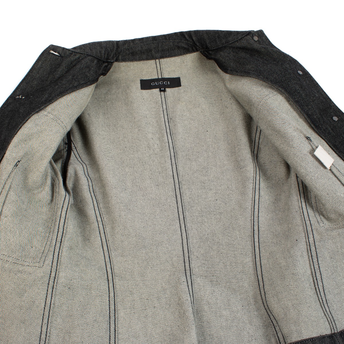 ジャケット・アウター GUCCI by Tom Ford AW1999 Web Trim Jacket GUCCI by Tom Ford AW1999 Web Trim Denim Jacket Black Vintage