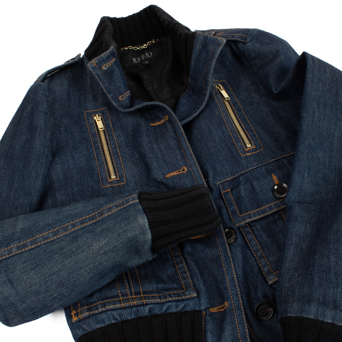 Gucci ブルゾン ジャケット デニム ブラウン 40サイズ（Lサイズ） Gucci Black Denim Jacket Women's Size 40 Stylish Pre-owned