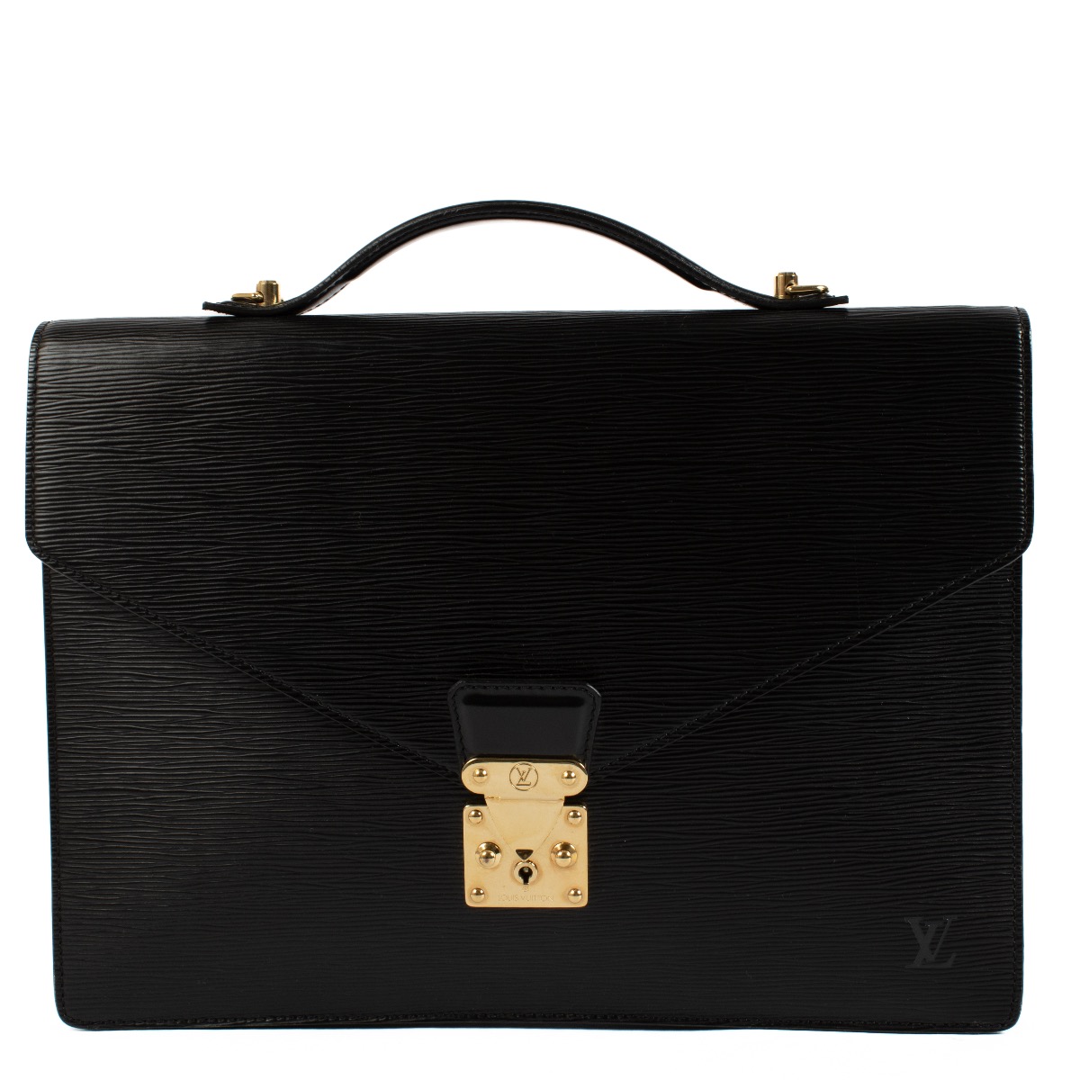Louis Vuitton Black Epi Porte-Document Bandouliere Briefcase