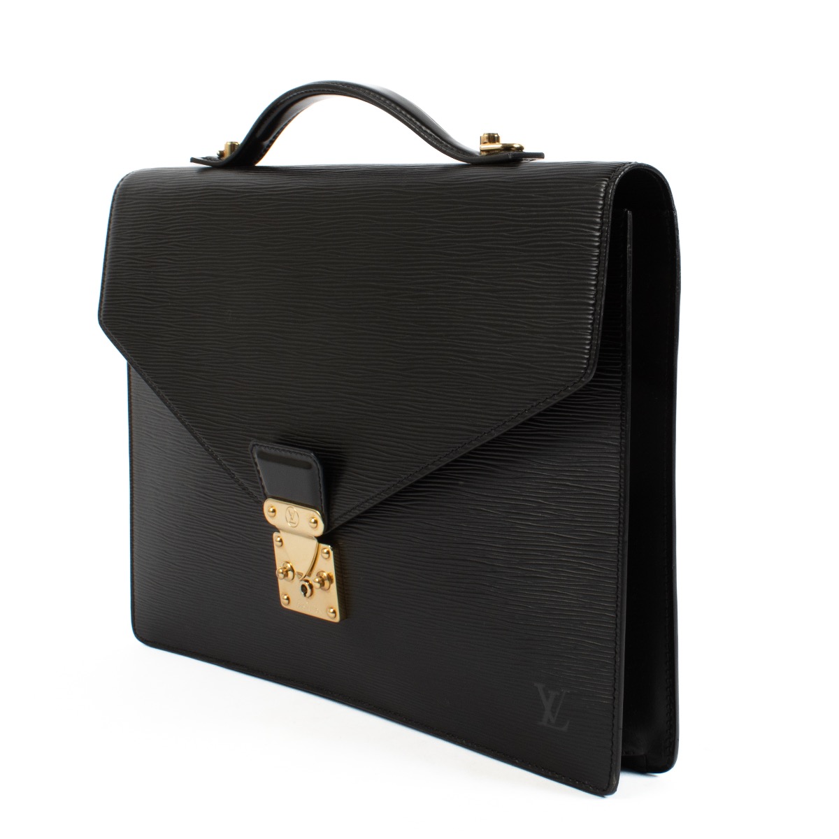 Louis Vuitton Black Epi Porte-Document Bandouliere Briefcase
