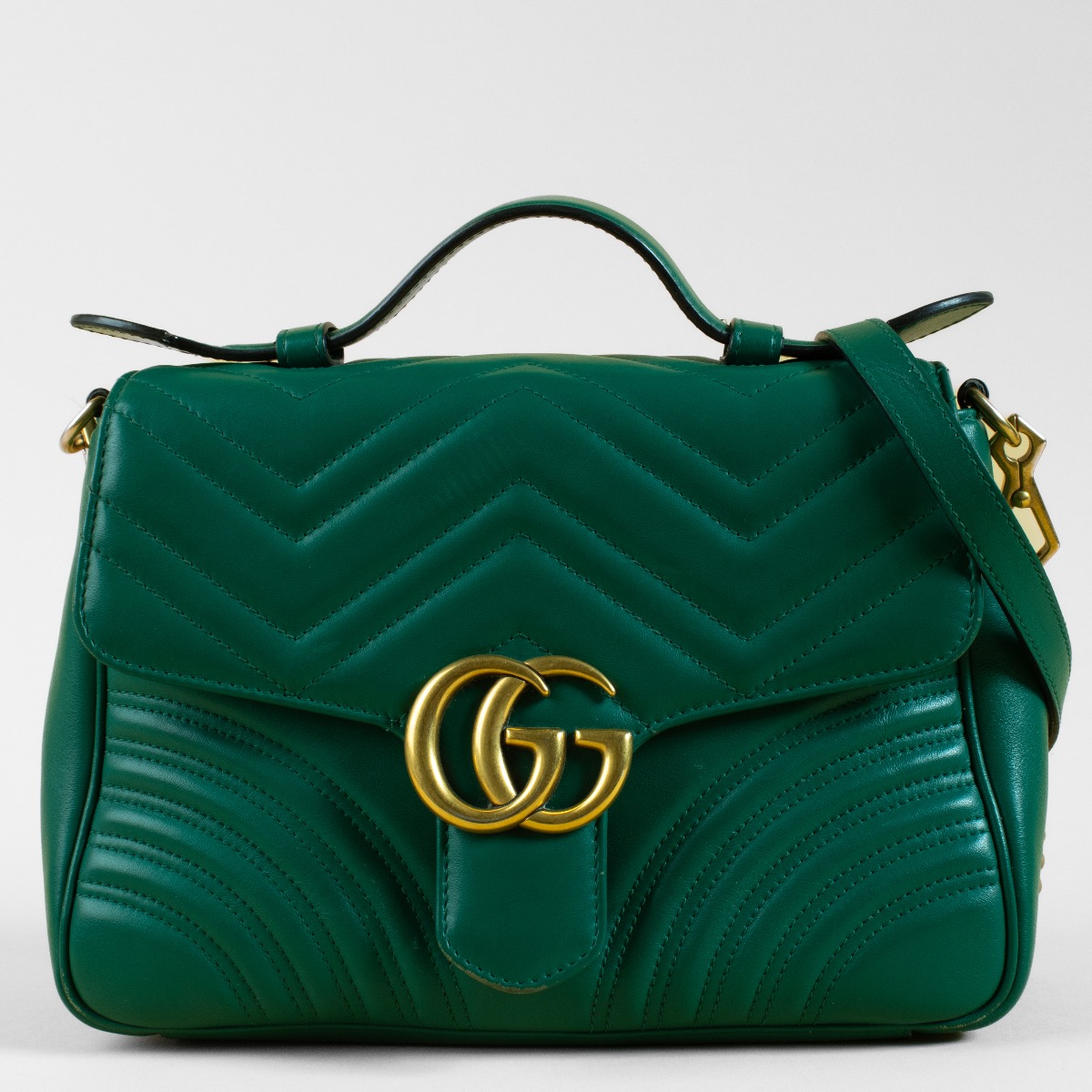 Gucci Green GG Marmont Small Top Handle Bag ○ Labellov ○ Buy and