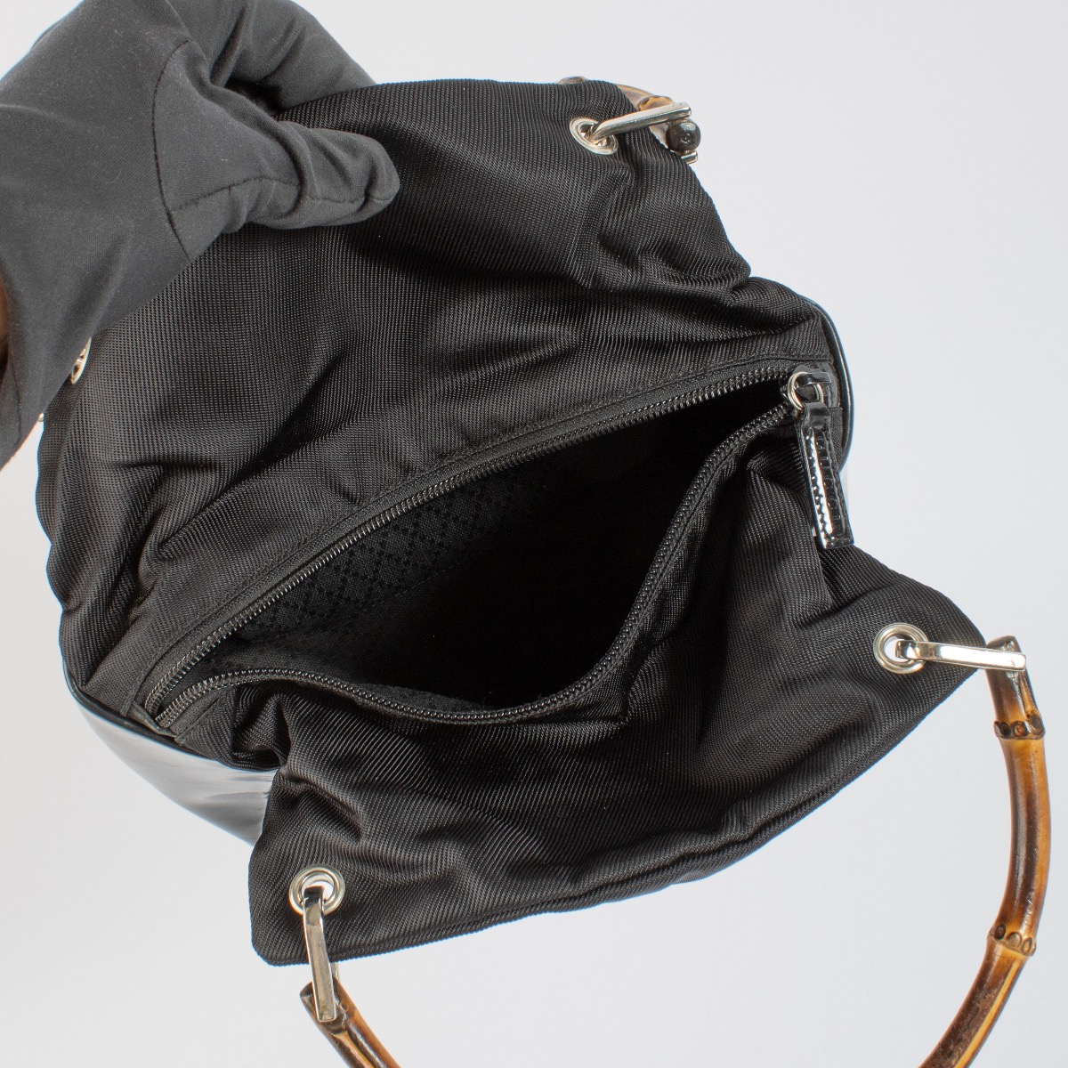Bamboo handle flap bag／ブラックデニム Bamboo handle flap bag／ブラックデニム