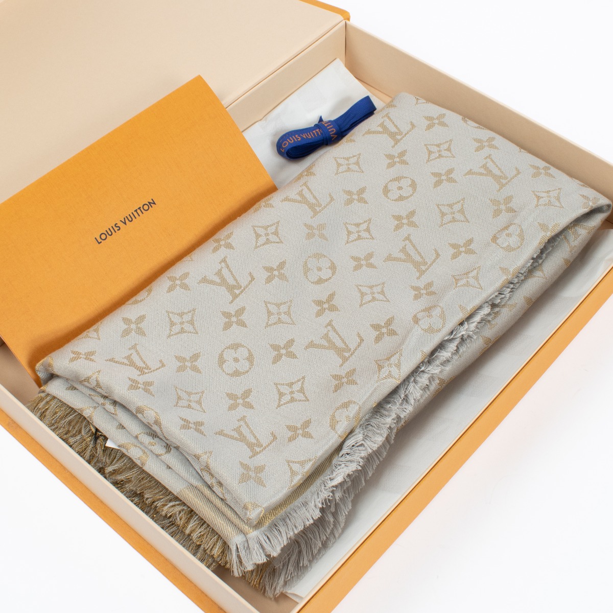 Louis Vuitton Beige Rose Monogram Shine Shawl ○ Labellov