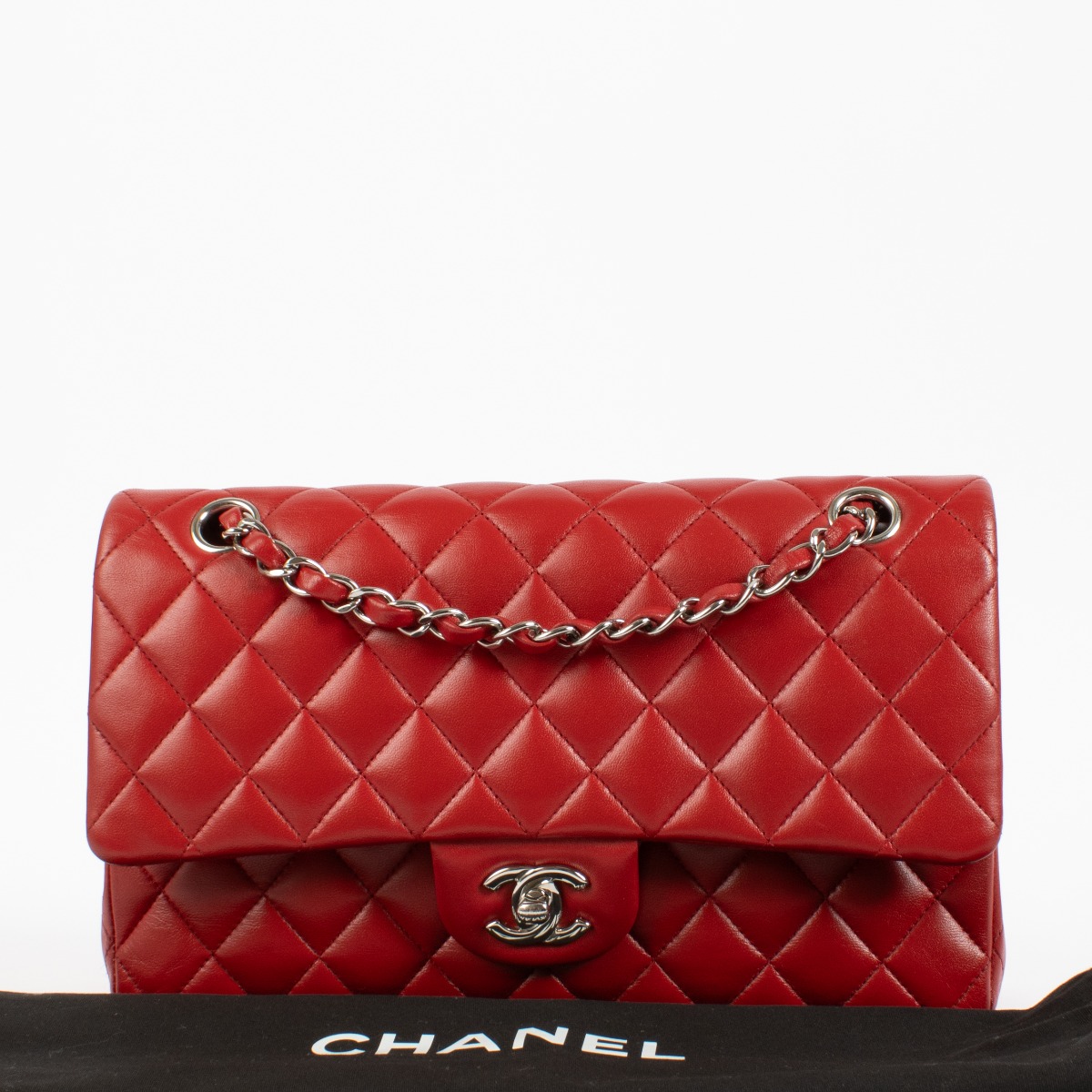 Chanel Red Lambskin Medium Classic 11.12 Bag ○ Labellov ○ Buy