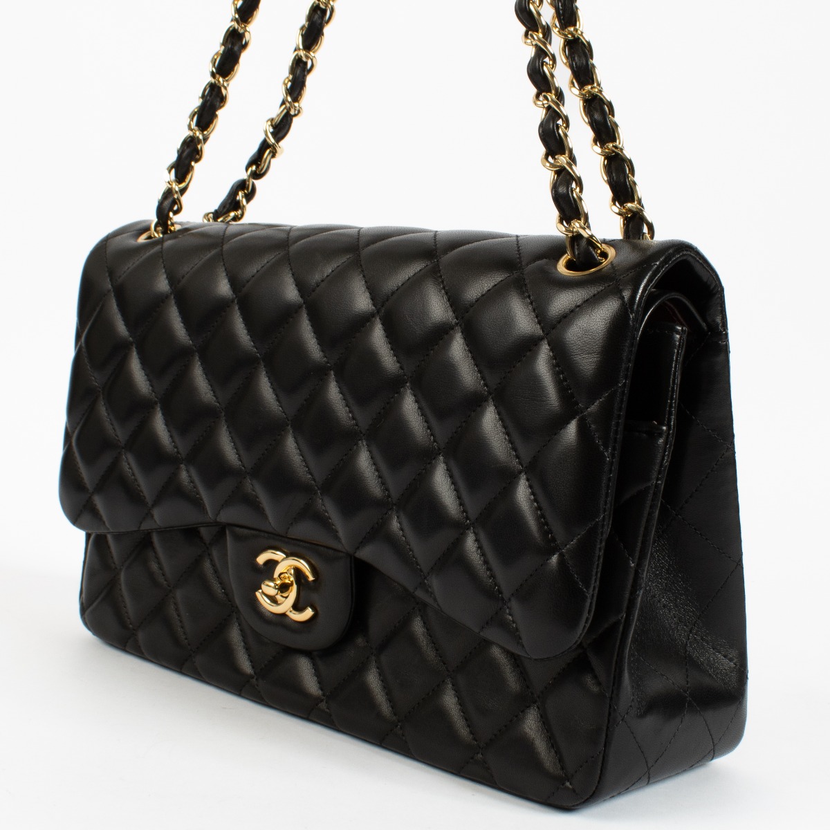 Chanel Black Lambskin Large Classic Bag ○ Labellov ○ Buy