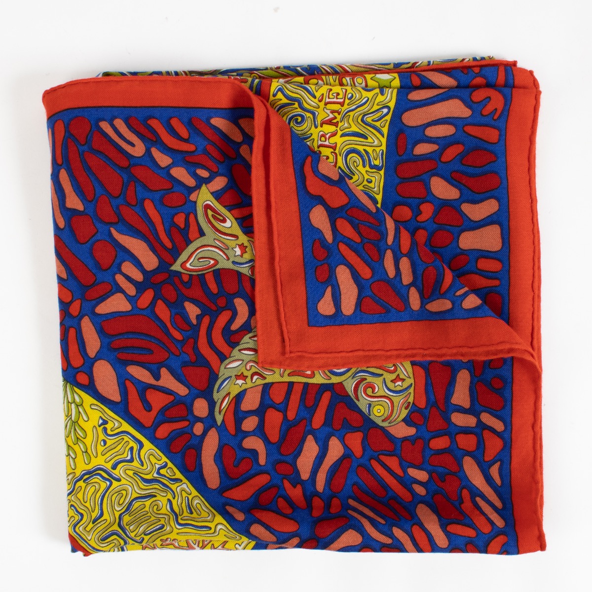 Hermès La Légende Du Poisson Corail Cashmere 140 Shawl ○ Labellov