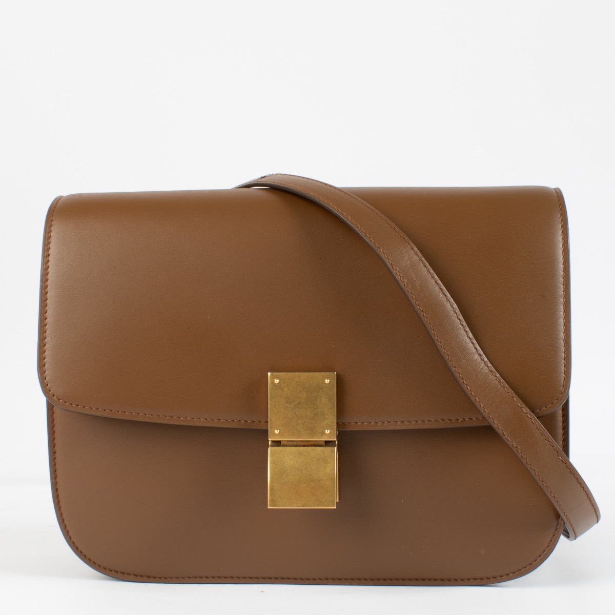Celine Brown Calfskin Medium Classic Box Bag ○ Labellov ○ Buy