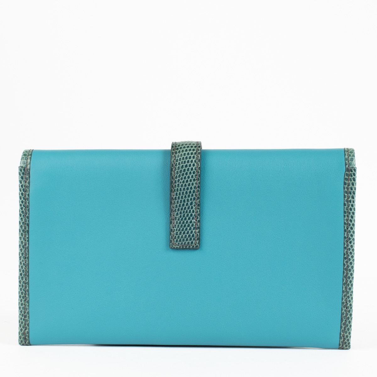 Hermès Jige Duo Wallet Bleu Paon Swift/Lizard ○ Labellov ○ Buy