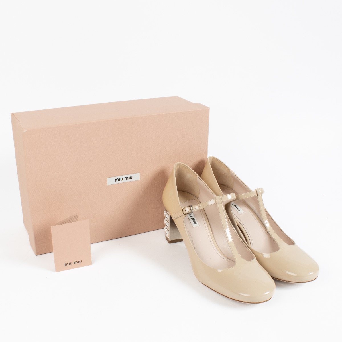 Miu Miu Beige Vernis Leather Mary-Jane Pumps - size 41