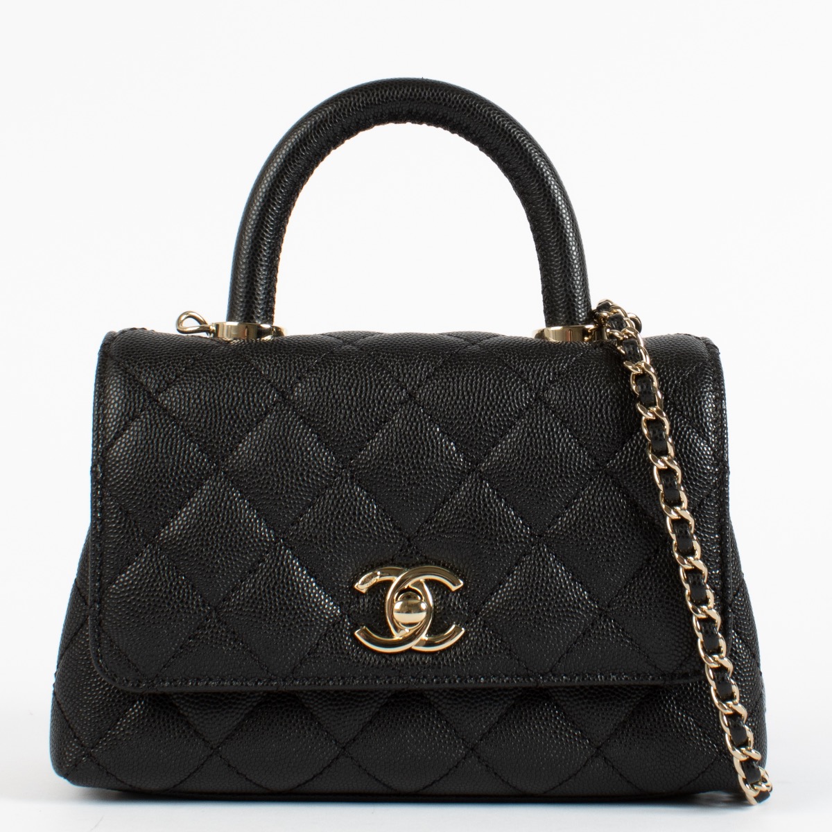 Chanel Black Caviar Mini Coco Handle Bag ○ Labellov ○ Buy and