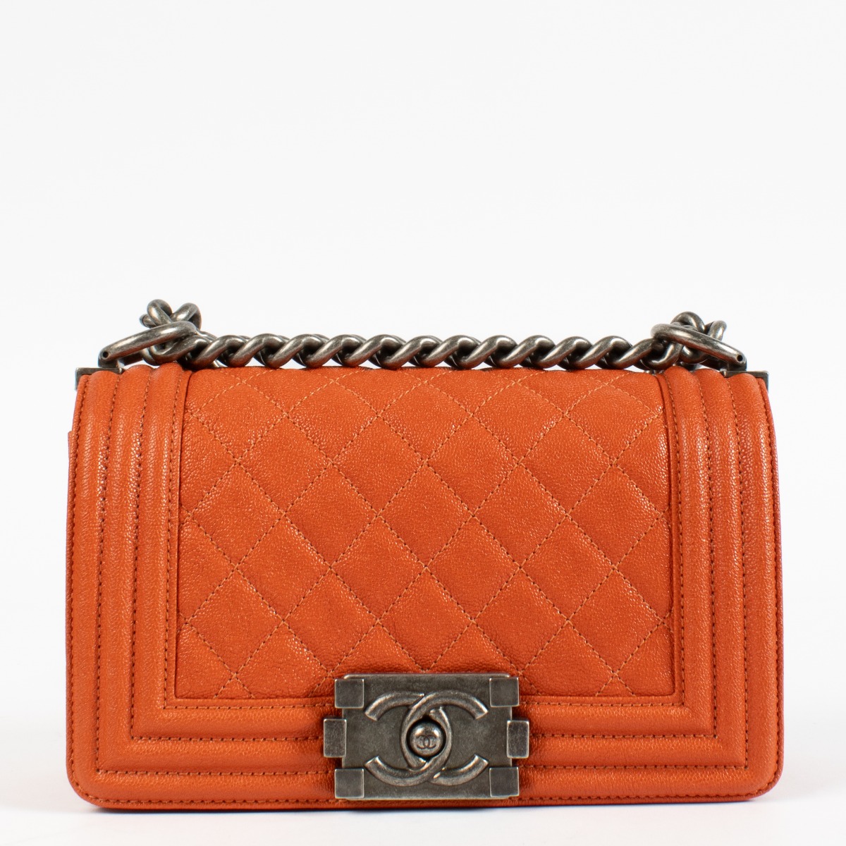 Chanel Orange Caviar Small Boy Chanel Bag ○ Labellov ○ Buy and