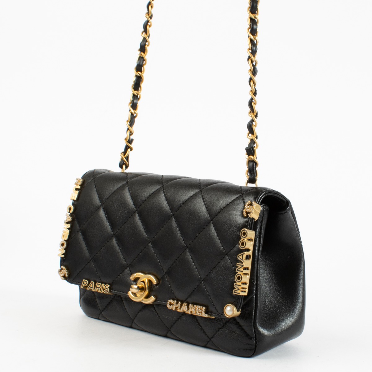 Chanel 23C Black Lambskin Monaco Mini Flap Bag ○ Labellov ○ Buy