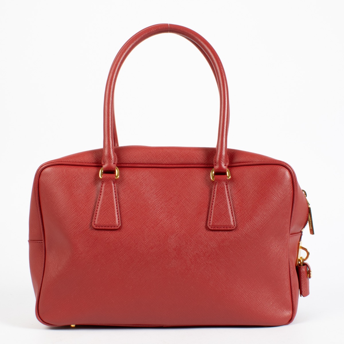 Prada Red Saffiano Lux Bowling Bag ○ Labellov ○ Buy and Sell