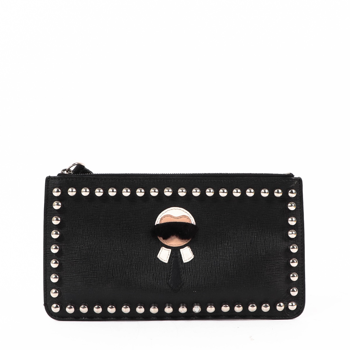 Fendi Black Karl Lagerfeld Studded Clutch Labellov Buy and