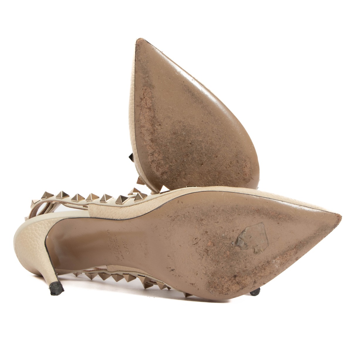 Valentino ベージュ ハイヒール　37.5 Valentino Garavani Beige Rockstud Caged 100 Heels - Size 37