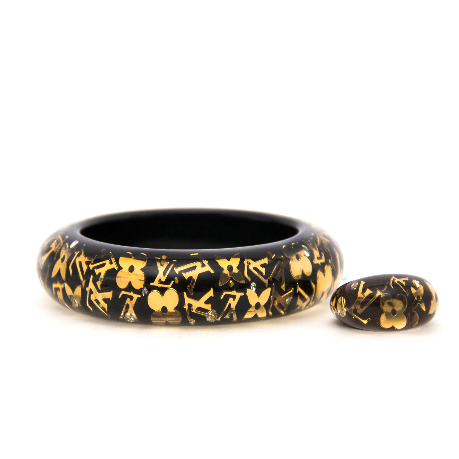 Louis Vuitton Gold Brown Bangle Bracelet #38 Louis Vuitton Gold Brown Bangle Bracelet