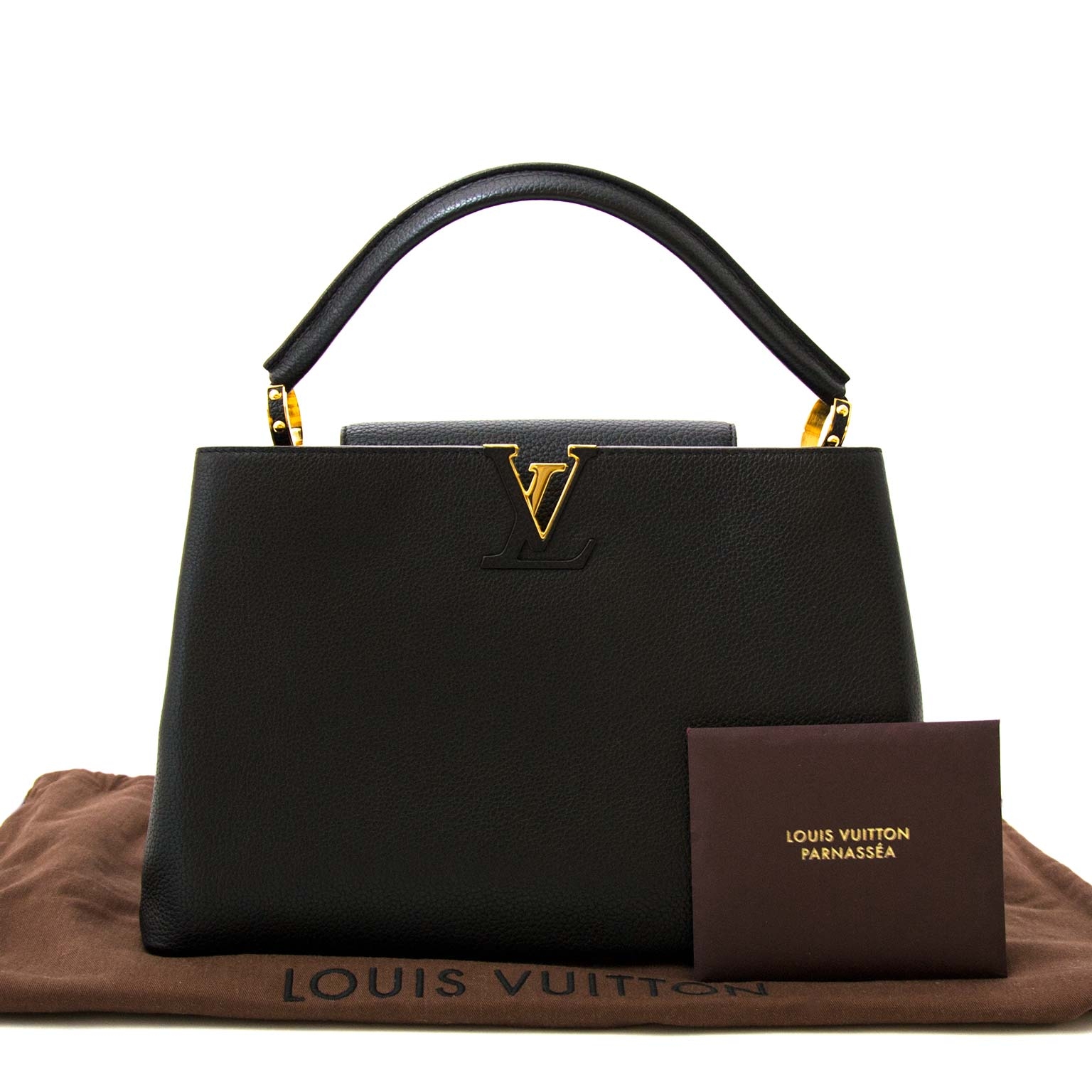 Louis Vuitton Black Leather & Python Capucines MM ○ Labellov
