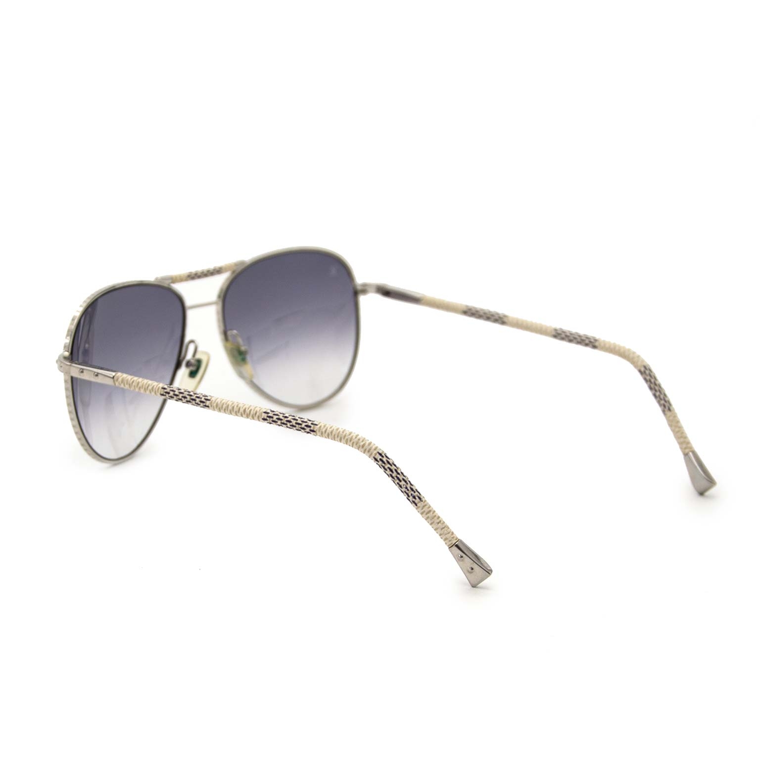 LOUIS VUITTON Metal Frame Damier Azur Petite Viola Pilote Sunglasses
