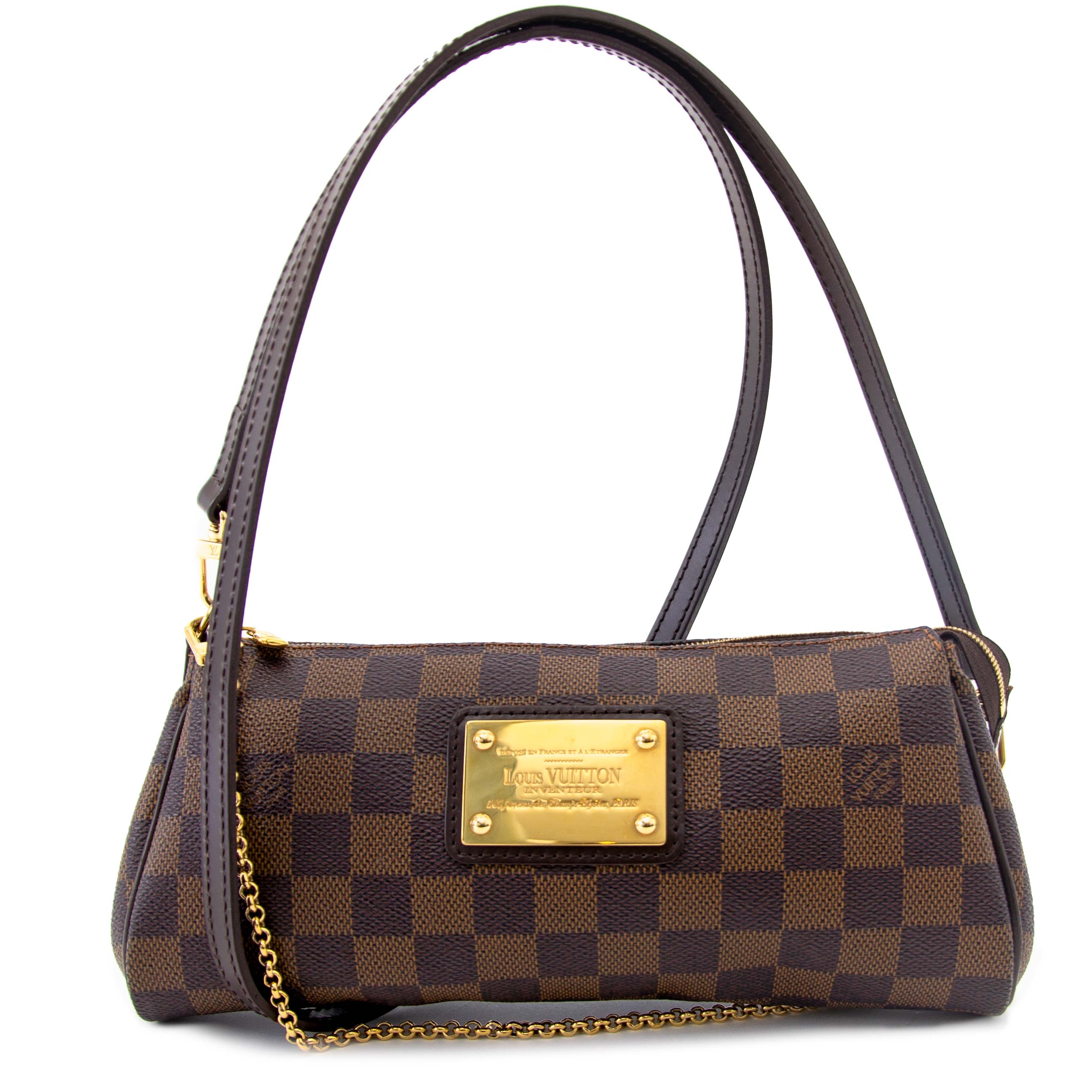 Louis Vuitton Eva Clutch Damier Ebene Canvas with Shoulder Strap