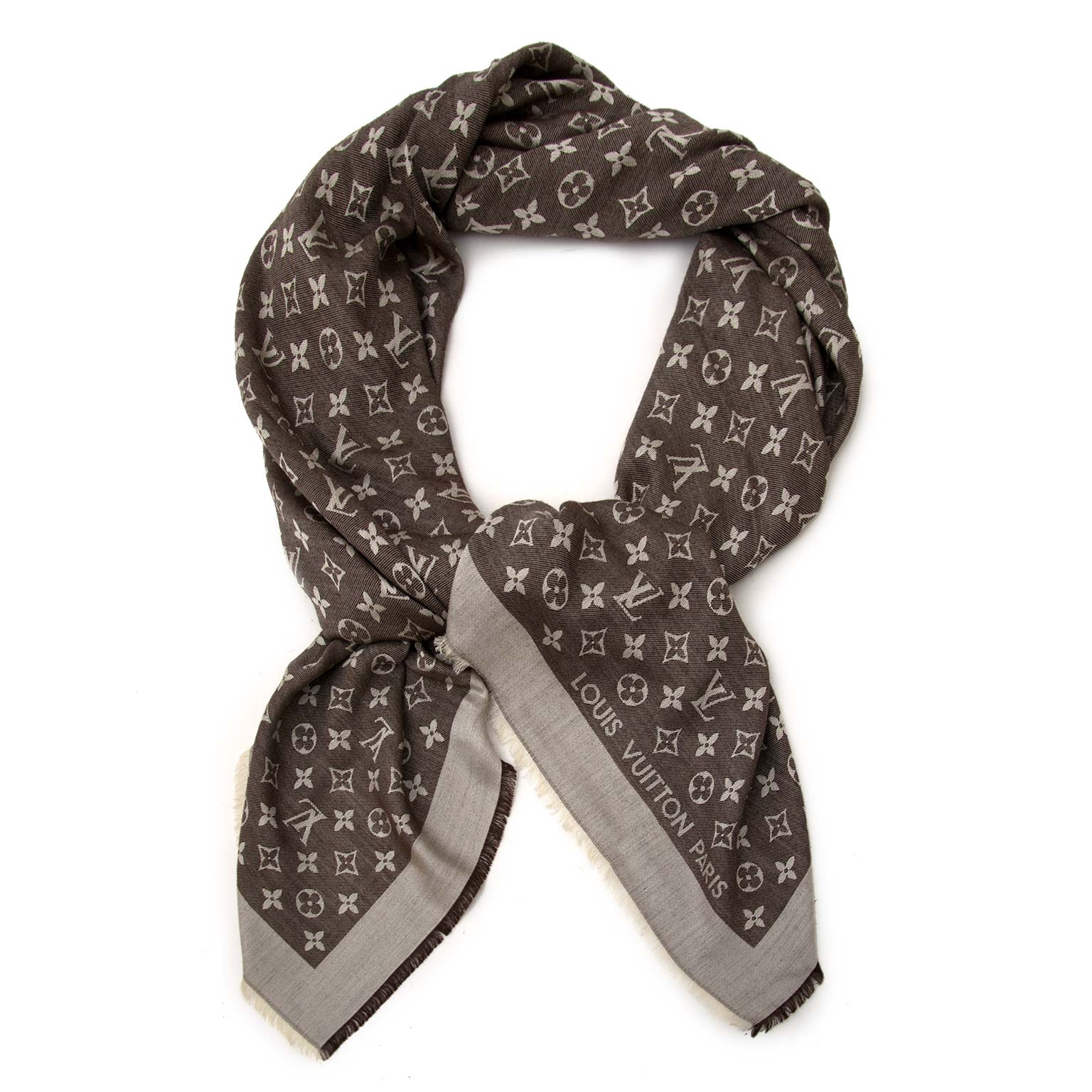 brown silk lv scarf