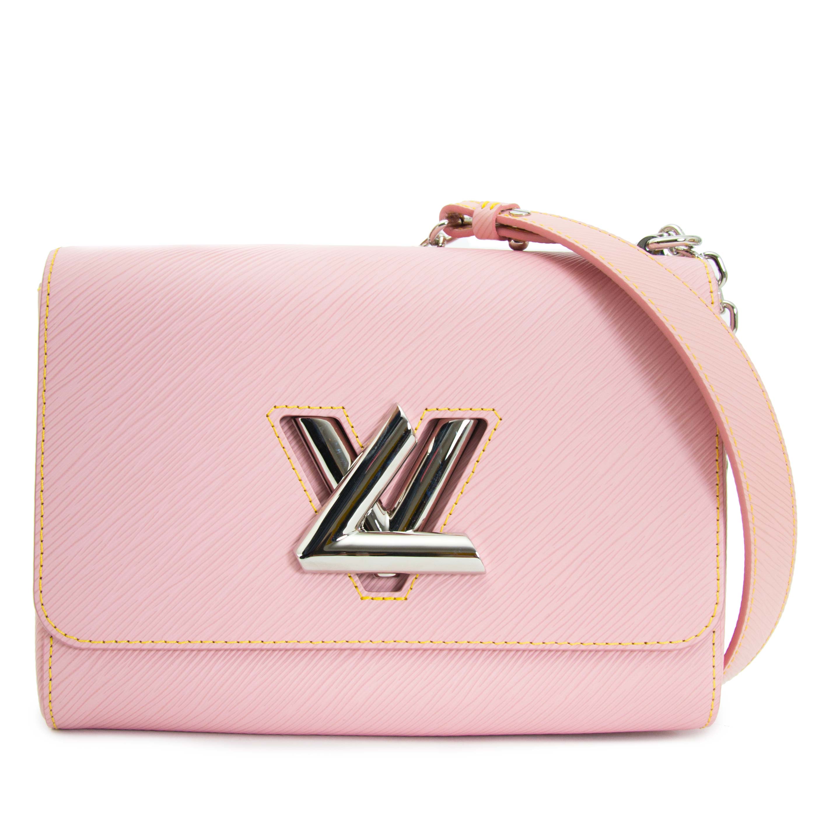 Louis Vuitton Twist MM, Limited Edition Chevron, Pink/White/Black/Monogram,  Preowned in Box WA001