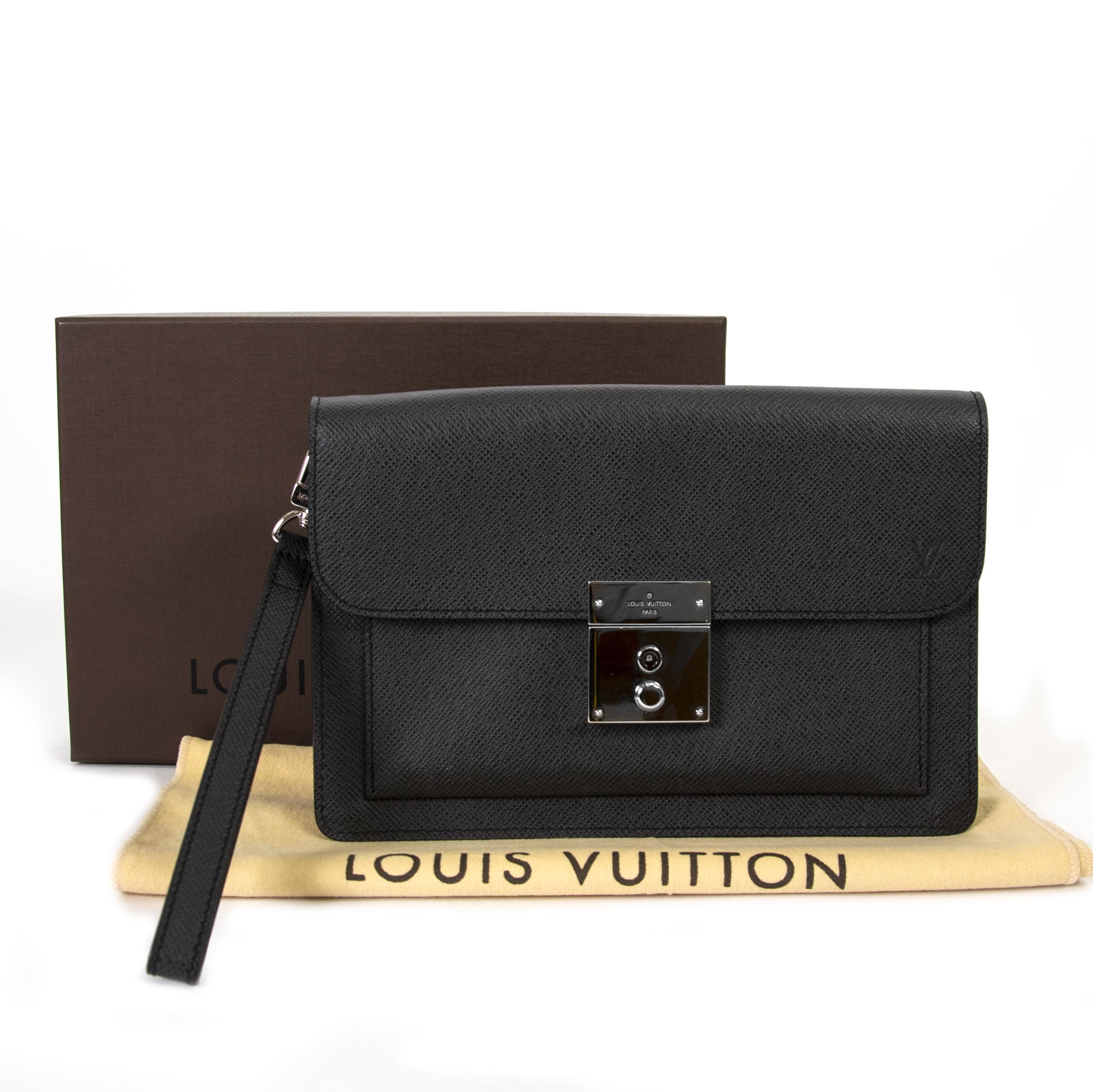 Louis Vuitton Black Neo Belaia Taiga Ardios Clutch ○ Labellov