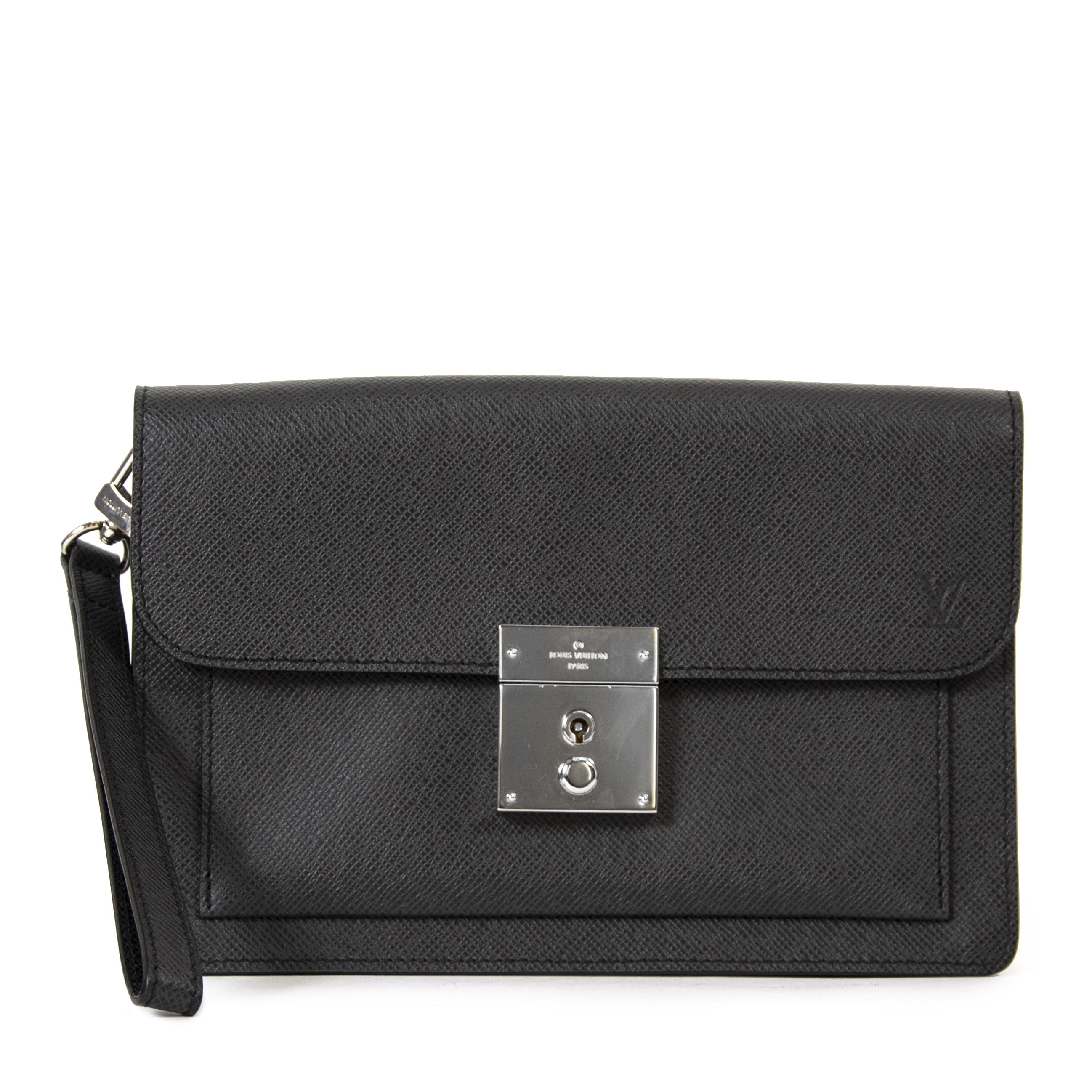 Louis Vuitton Black Neo Belaia Taiga Ardios Clutch ○ Labellov