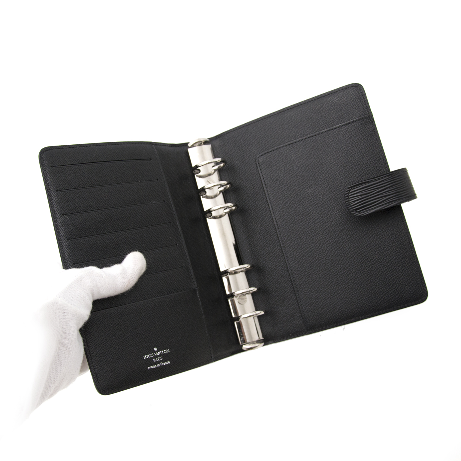 Louis Vuitton Black Epi Leather Noir Medium Ring Agenda MM Diary Cover  ref.298404 - Joli Closet