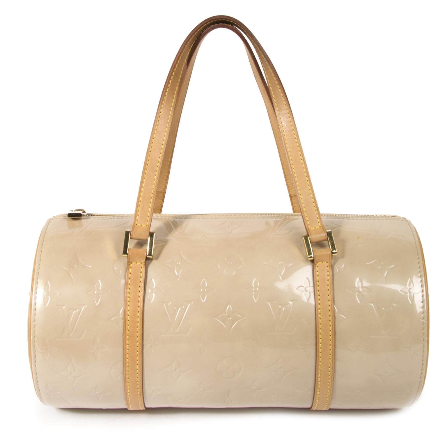 LOUIS VUITTON Bedford Papillon Vernis Leather Satchel Bag Beige