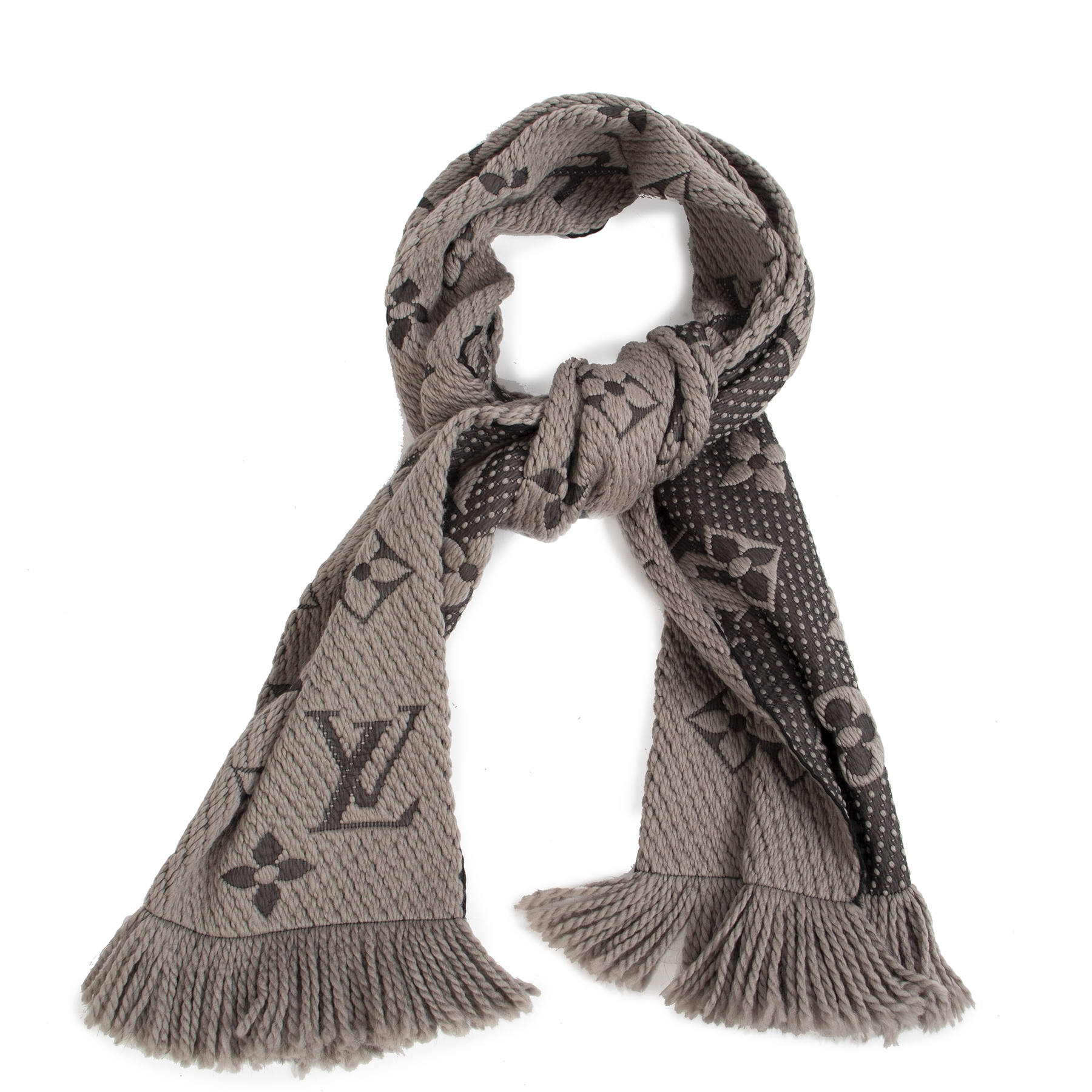 Louis Vuitton Pearl Grey Logomania Wool & Silk Scarf Louis Vuitton | The  Luxury Closet