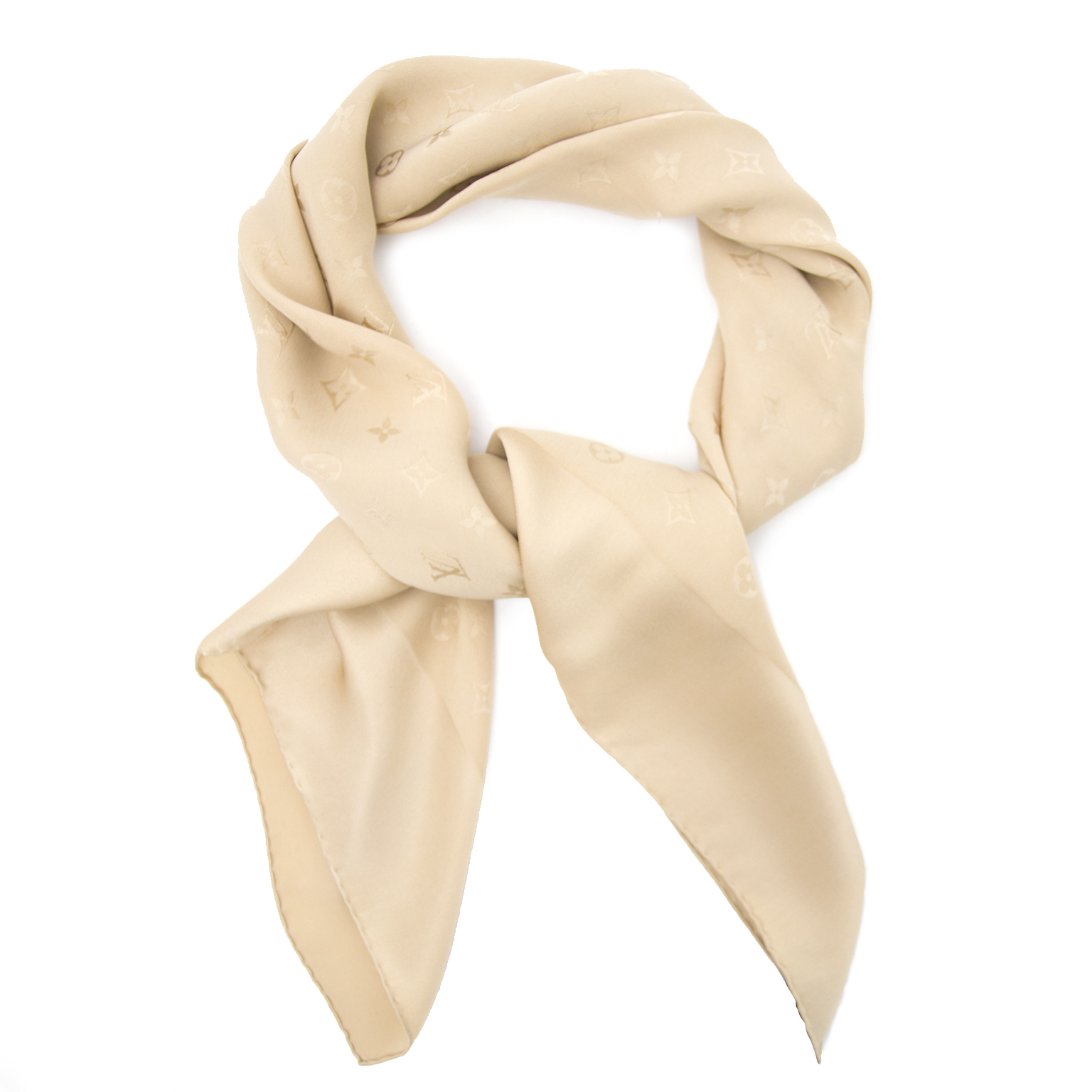 Louis Vuitton Beige Silk Scarf ○ Labellov ○ Buy and Sell