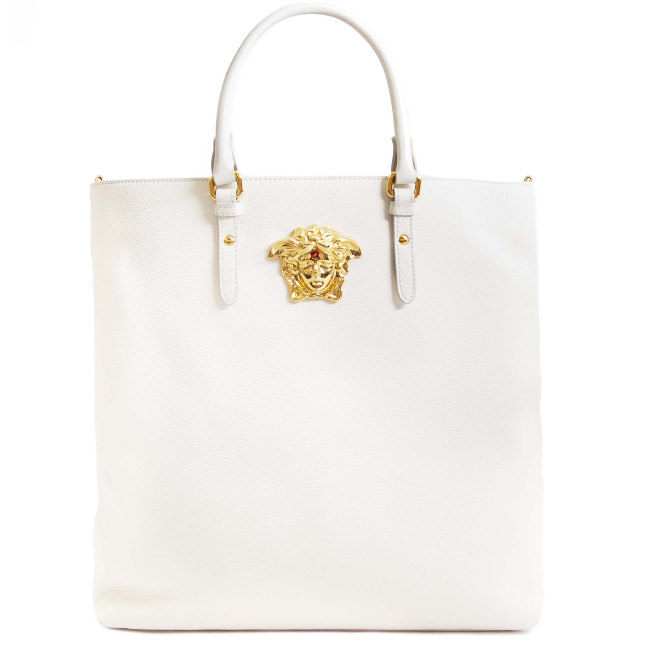 【VERSACE】 white cotton totes （関税送料込） Versace White Medusa Palazzo Tote Bag ○ Labellov ○ Buy and