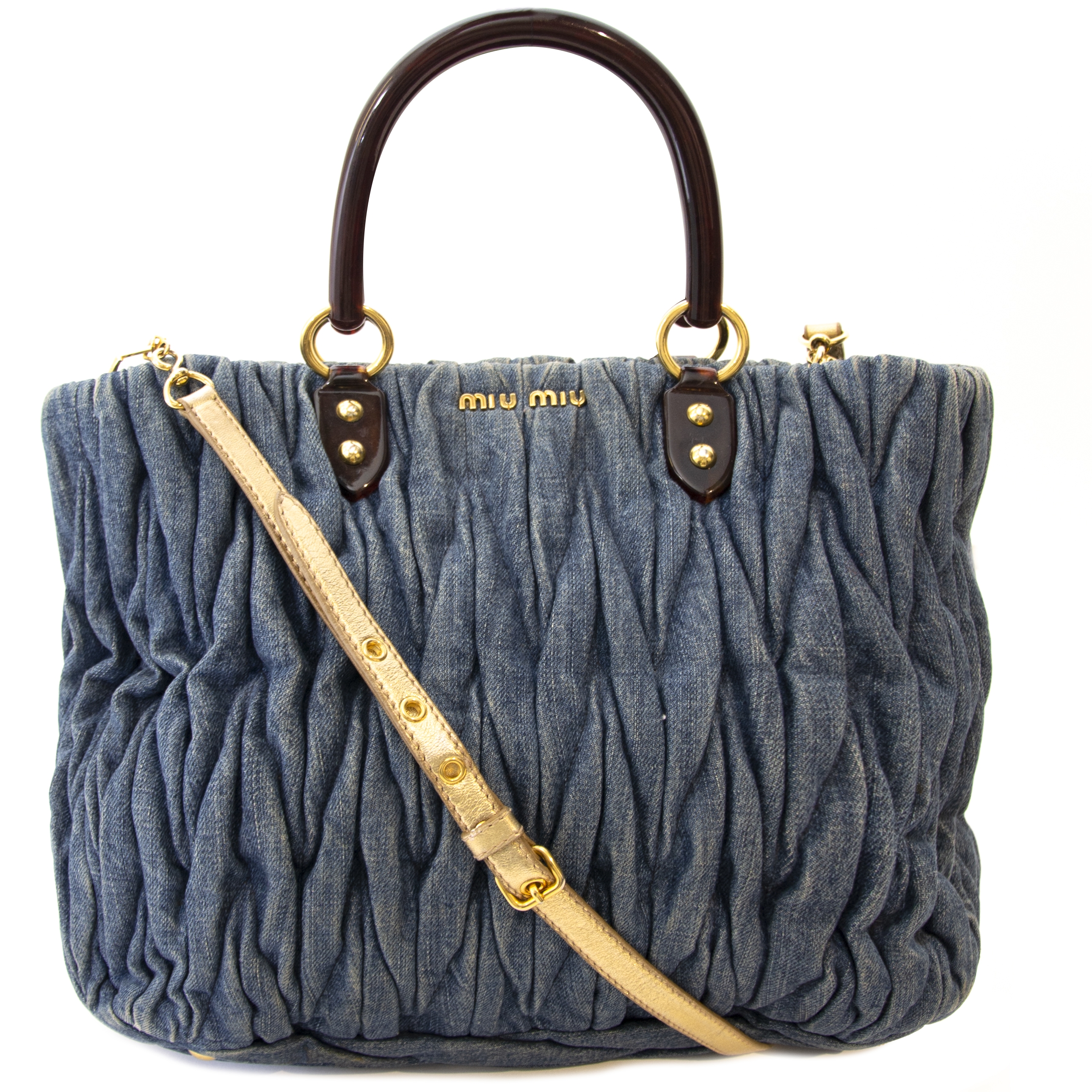 【SALE】 ◆MIUMIU◆ Denim Tote Bag デニムトートバッグ Miu Miu Ivy Denim Bag in Blue | Lyst