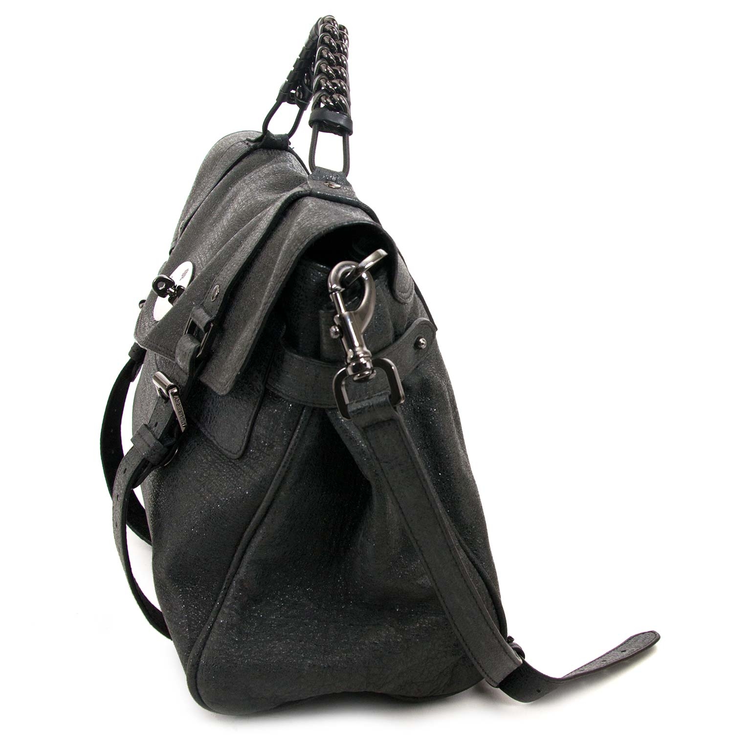 Mulberry Alexa Oversized Shiny Grey Shoulder Bag ○ Labellov