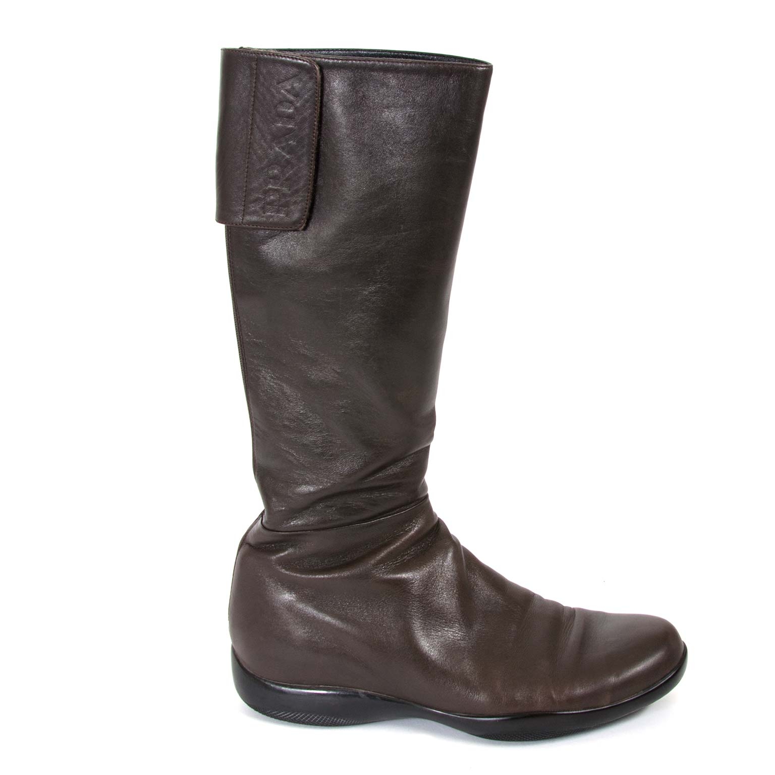 brown leather prada boots