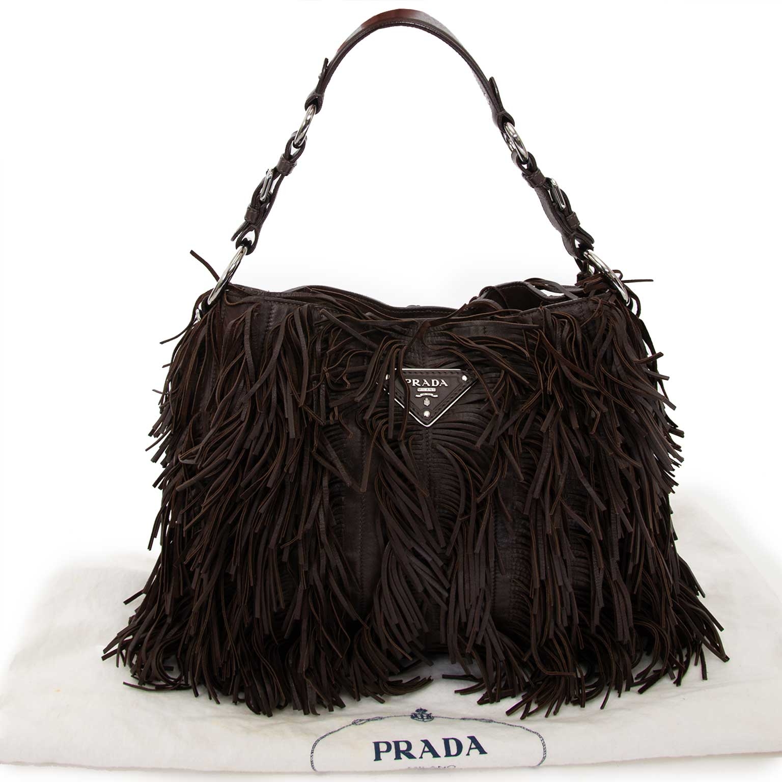 Prada Brown Fringe Leather Bag ○ Labellov ○ Buy and Sell Authentic Luxury