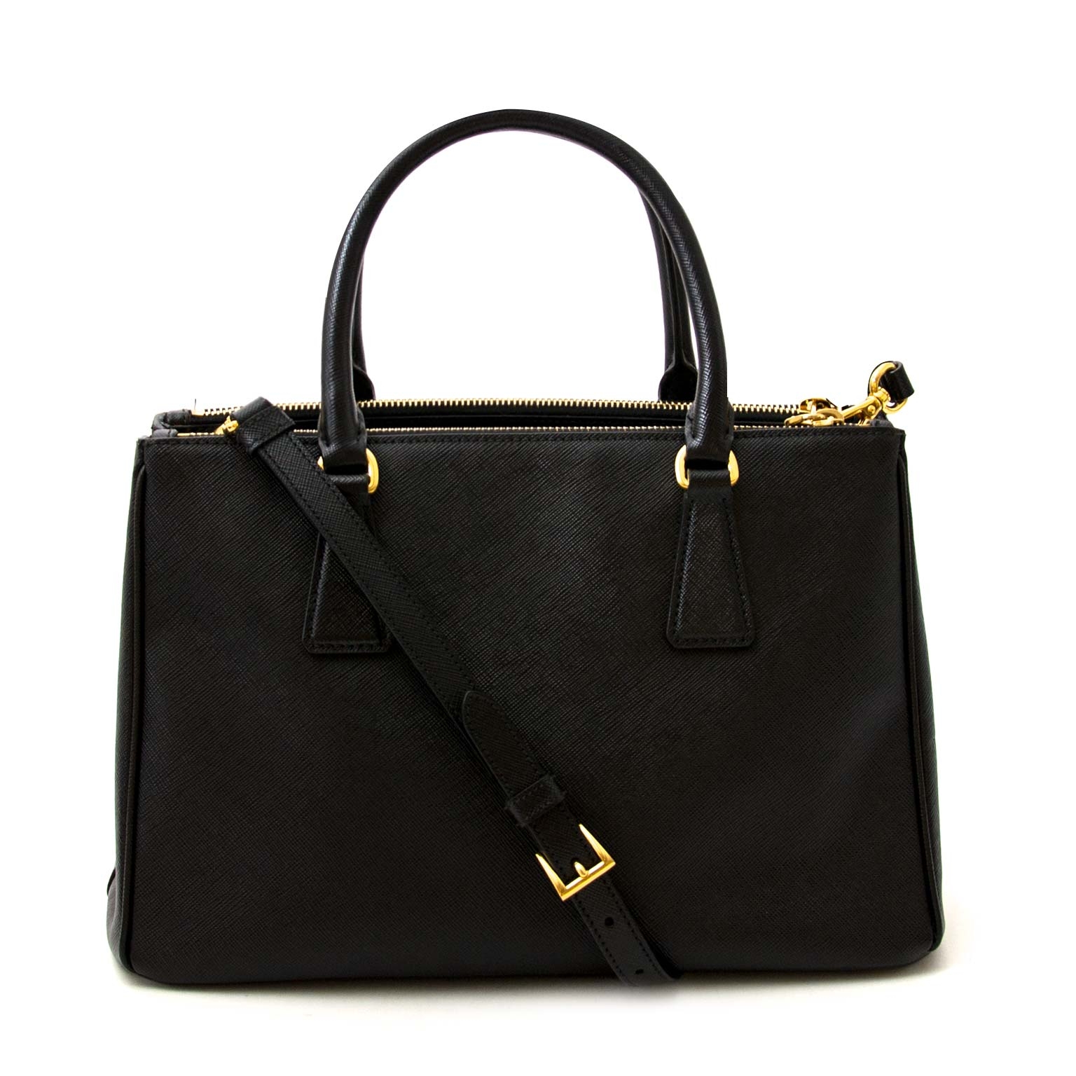 美品【PRADA】ブラック レザー ロゴ SAFFIANO GALLERIA バッグ Prada Galleria Black Leather Bag ○ Labellov ○ Buy and Sell