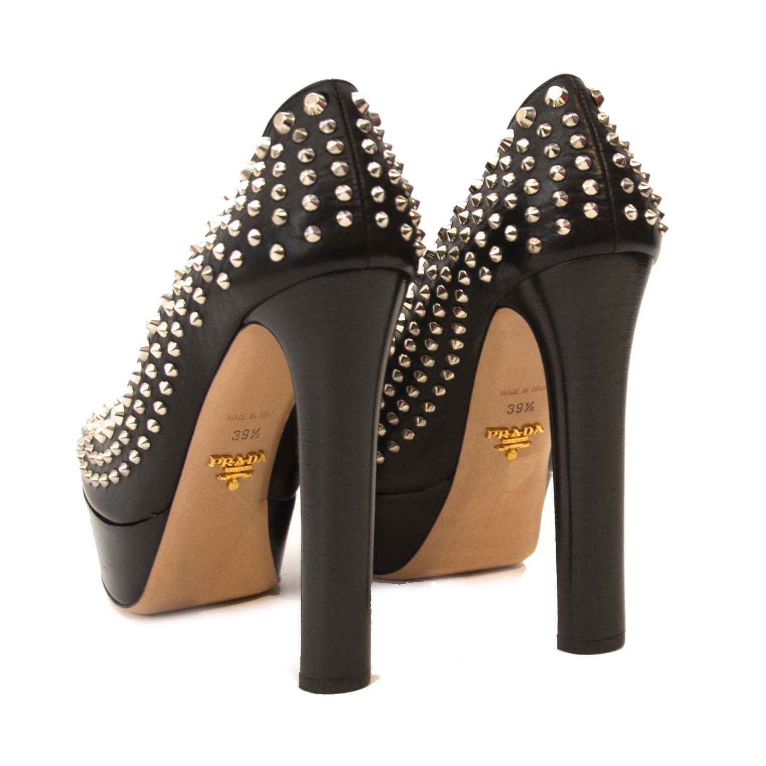 【関税＆送料込み】Prada With Heel Prada Black Studded Heels ○ Labellov ○ Buy and Sell