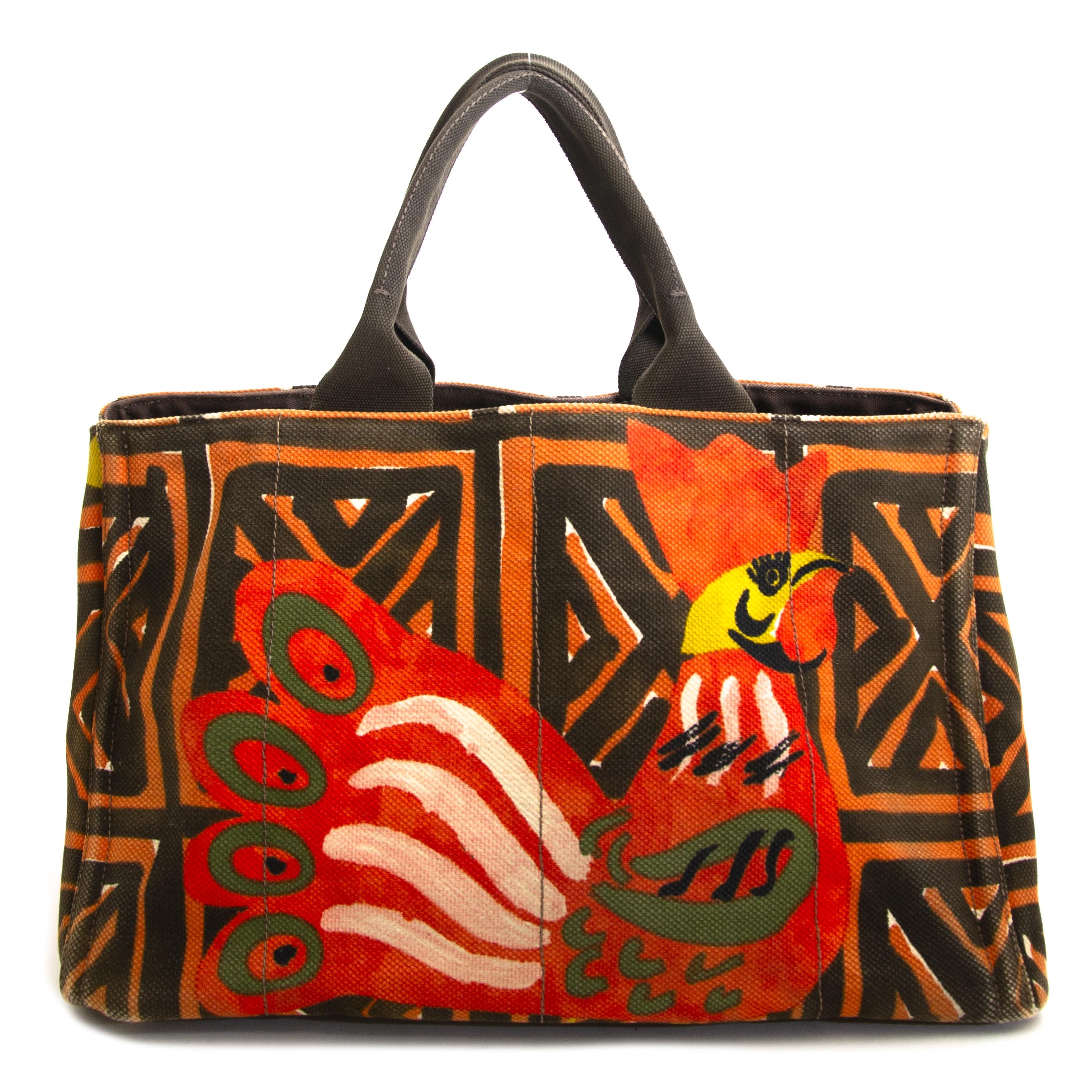 prada multicolour leather travel bag