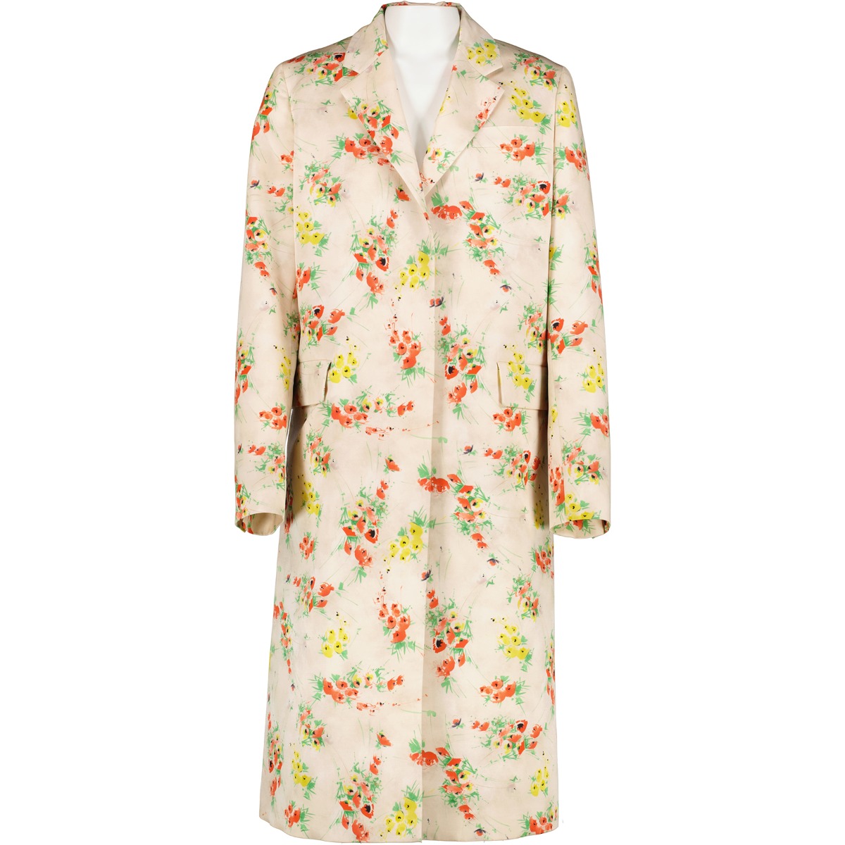 Prada 2020 Floral Print Wool and Silk Long Coat - Size IT42