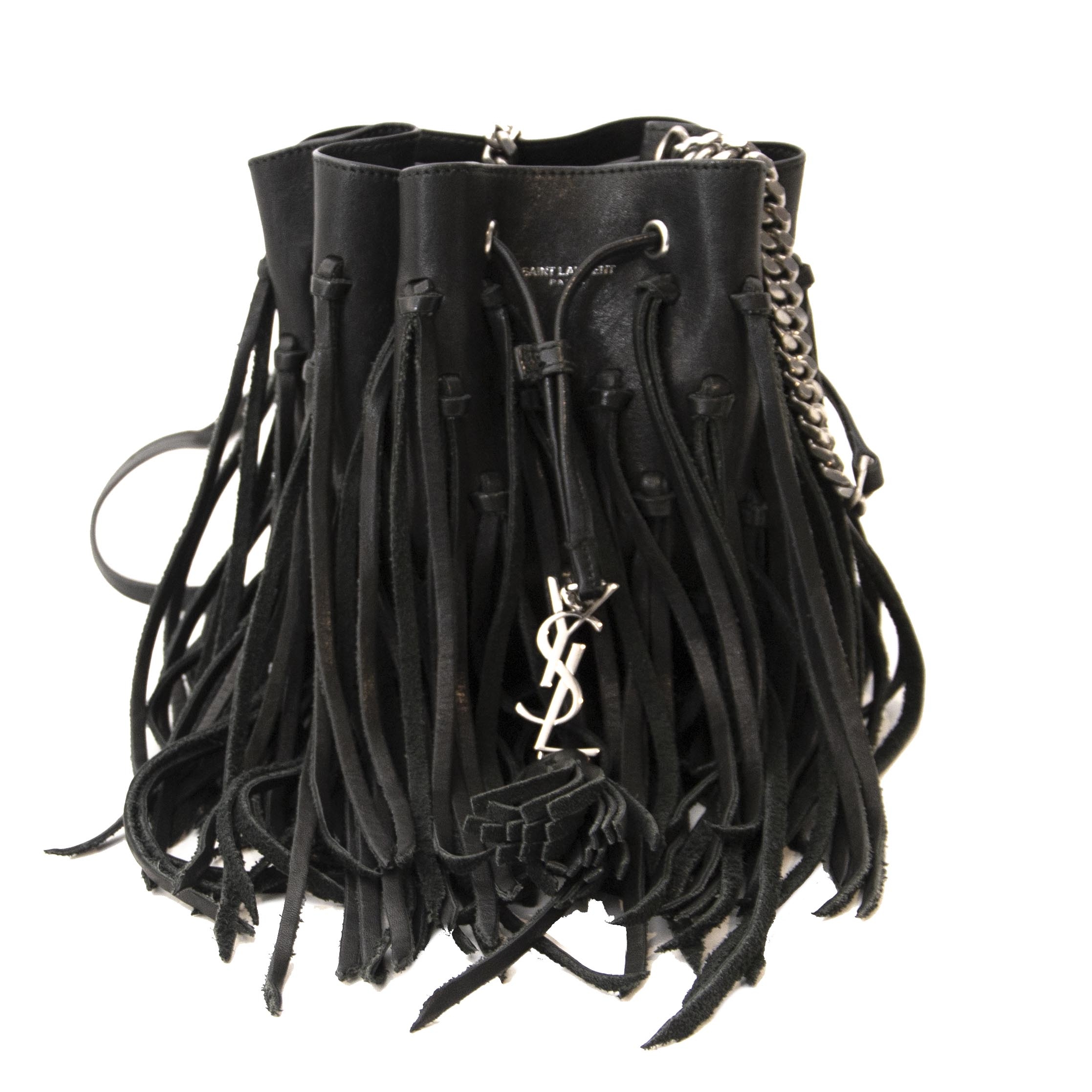 Yves Saint Laurent Black Fringe Bucket Bag Labellov Buy and Sell Authentic Luxury