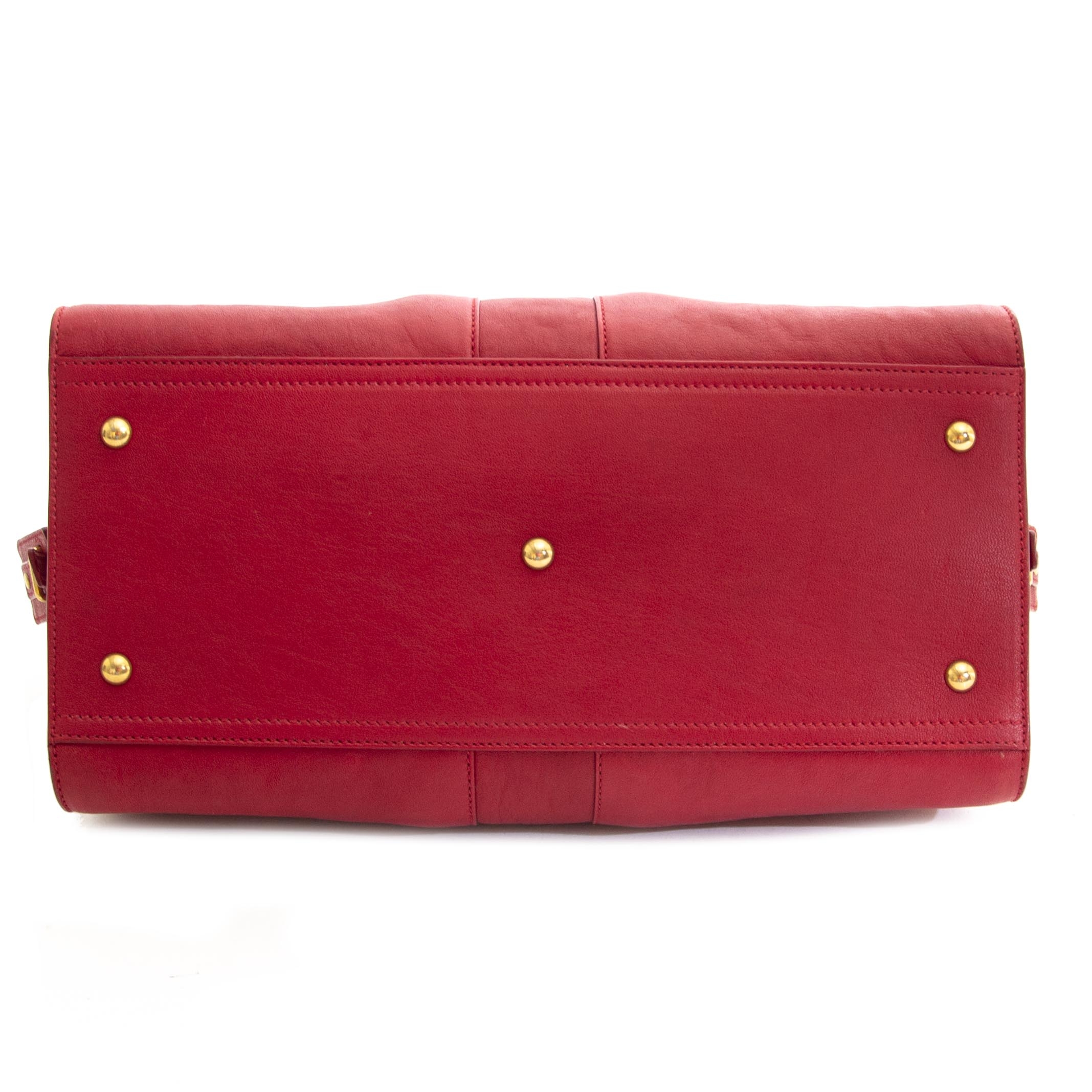 Saint Laurent YSL Red Leather Medium Cabas Chyc Tote Bag