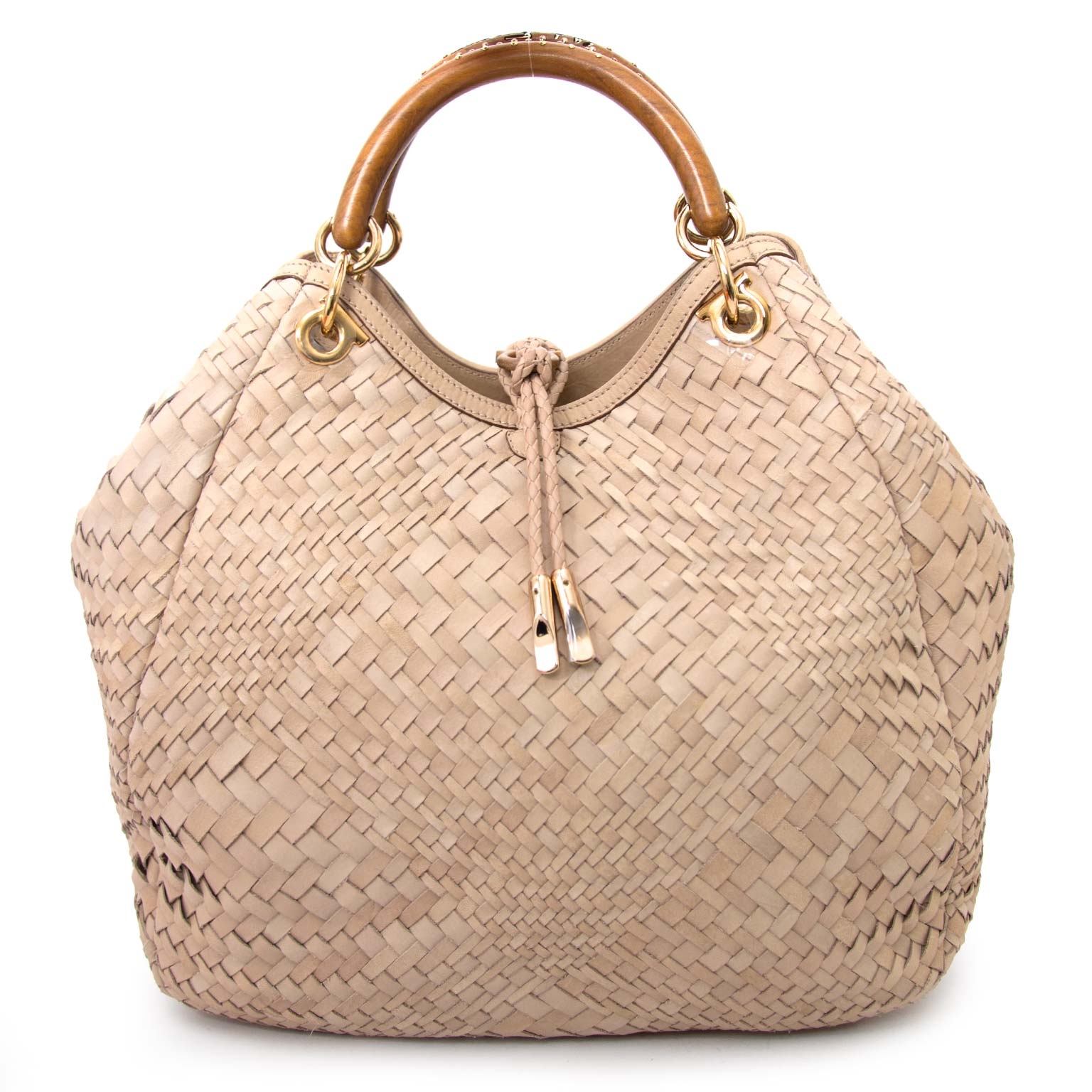 Salvatore Ferragamo Ceyla Braided Beige Leather Bag