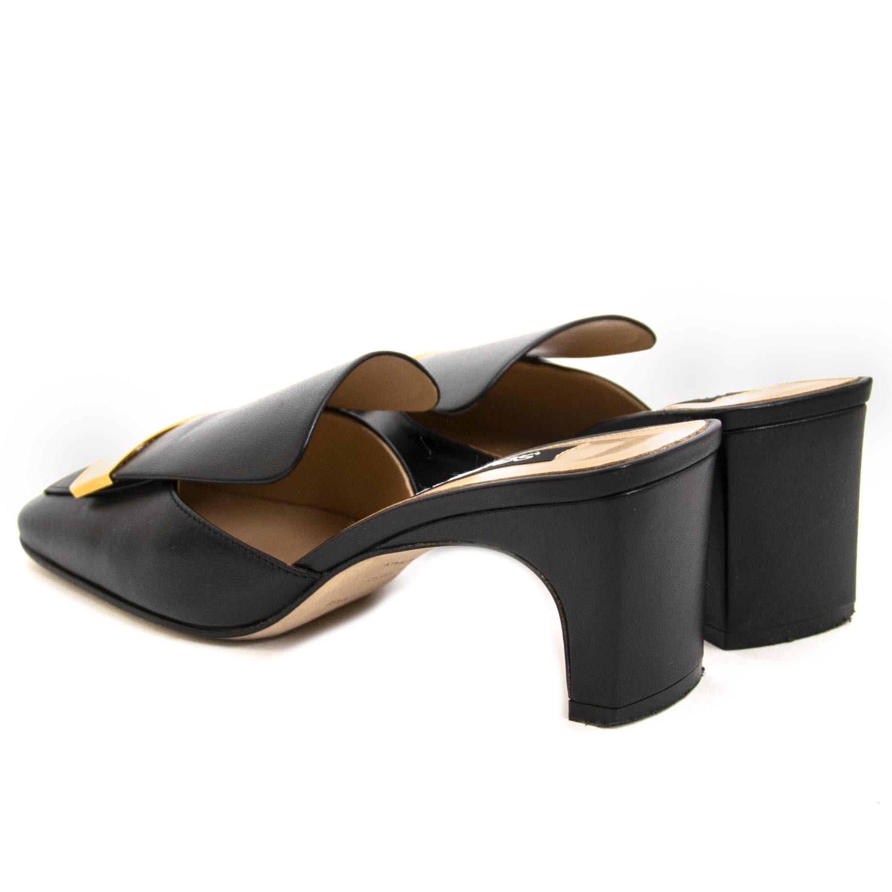 Sergio Rossi Black Leather Mules - Size 36.5 ○ Labellov